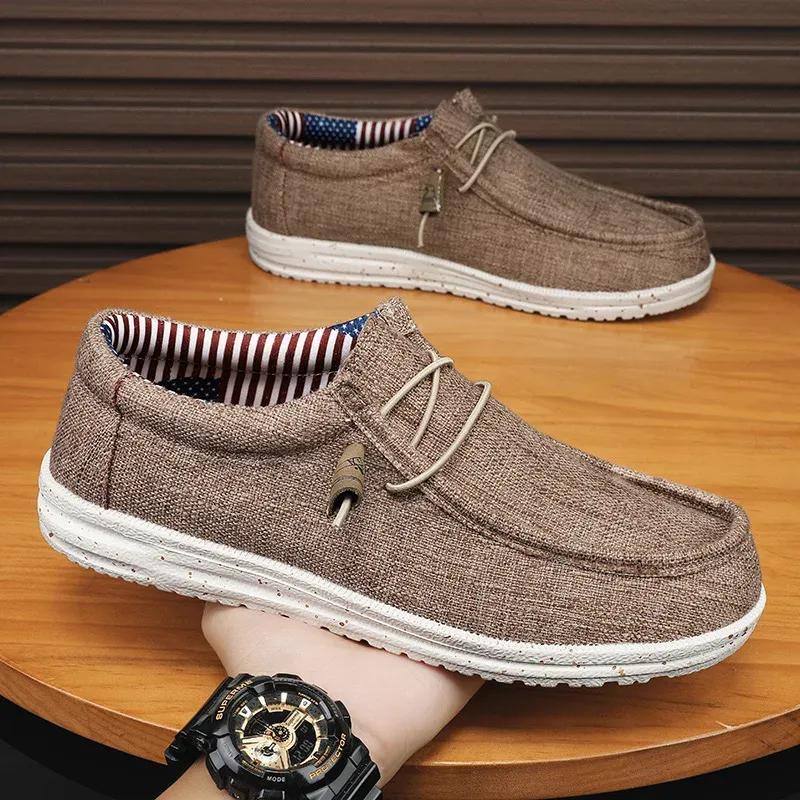 Brand Men Casual Shoes Fashion Denim Canvas Shoes Breathable Men Walking Flat Shoes Outdoor Large Size Light Men's Shoes Loafers