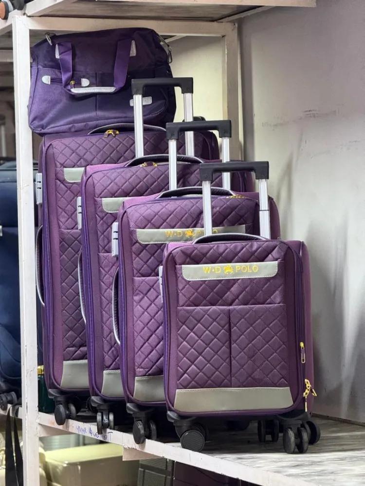 W.D. Polo Luxury Quilted 5-Piece Softside Luggage Set with Spinner Trolley Suitcases & Travel Duffel