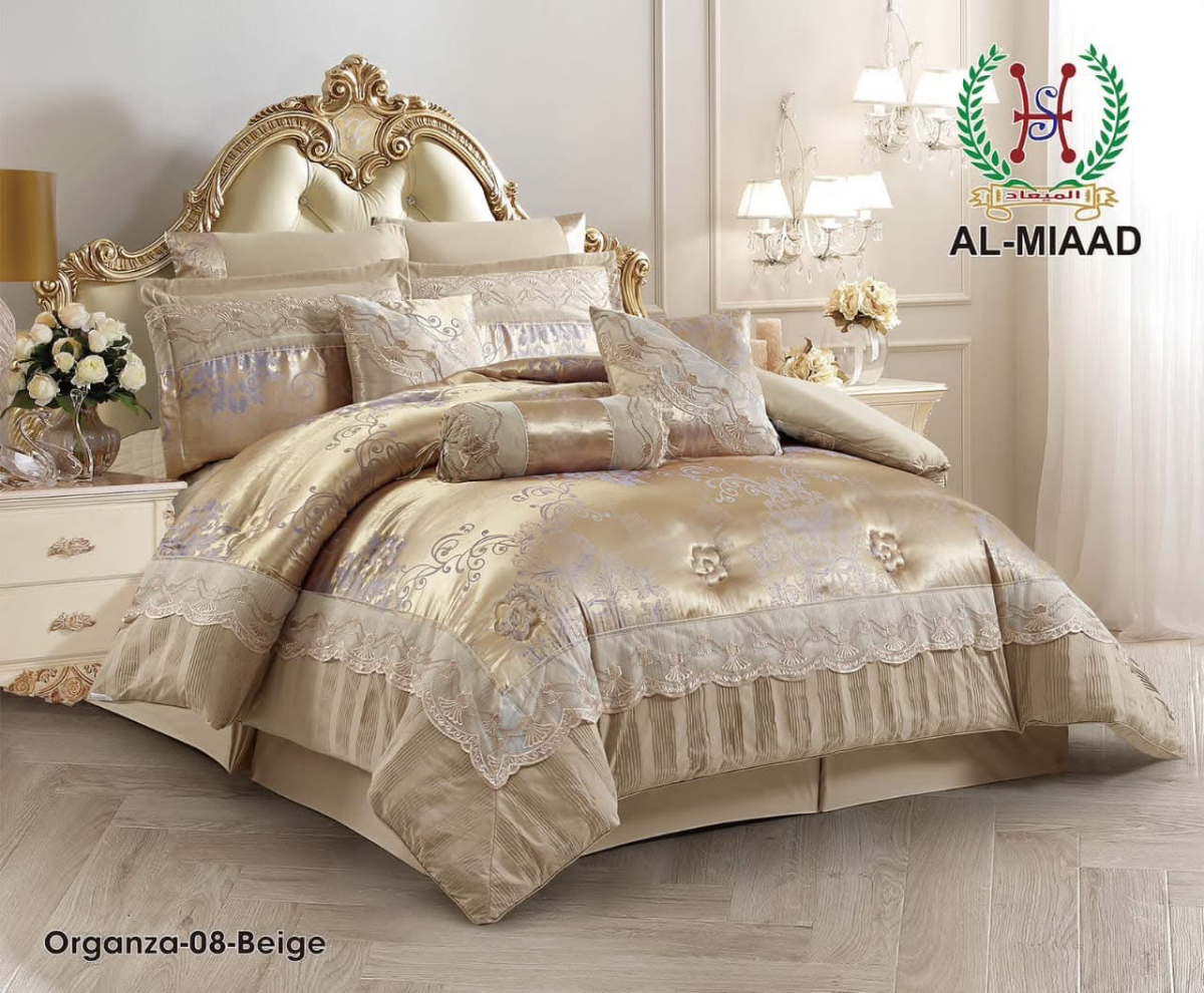 Al-Miaad Luxury Royal Organza Bedding Set – Ornate Embroidered 7-Piece Collection